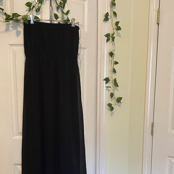 Whimsigoth witchy formal flowy floor length Forever 21 Black Strapless Dress - Picture 6 of 7